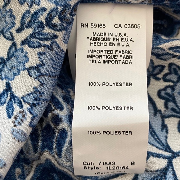 Karen Kane Womens Open Front Floral Kimono One Size Blue White Made In USA - Picture 9 of 10